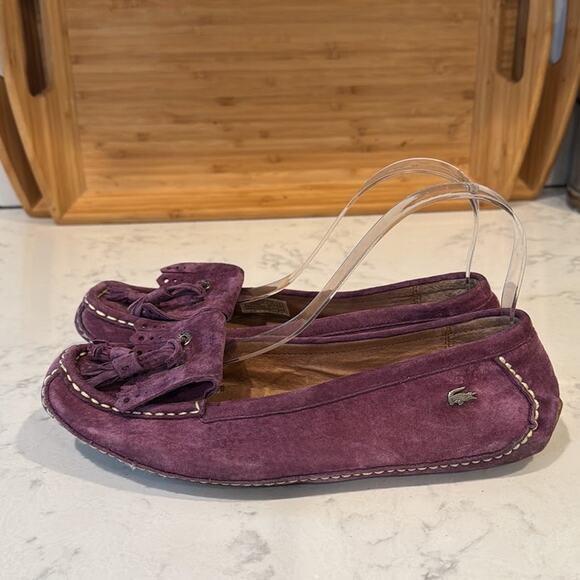 Lacoste Suede purple Driving Shoes boat shoes loafers flats size 7 preppy - Picture 4 of 7